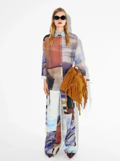 PARFOIS Camisa Lyocell Estampada Multicor Discount
