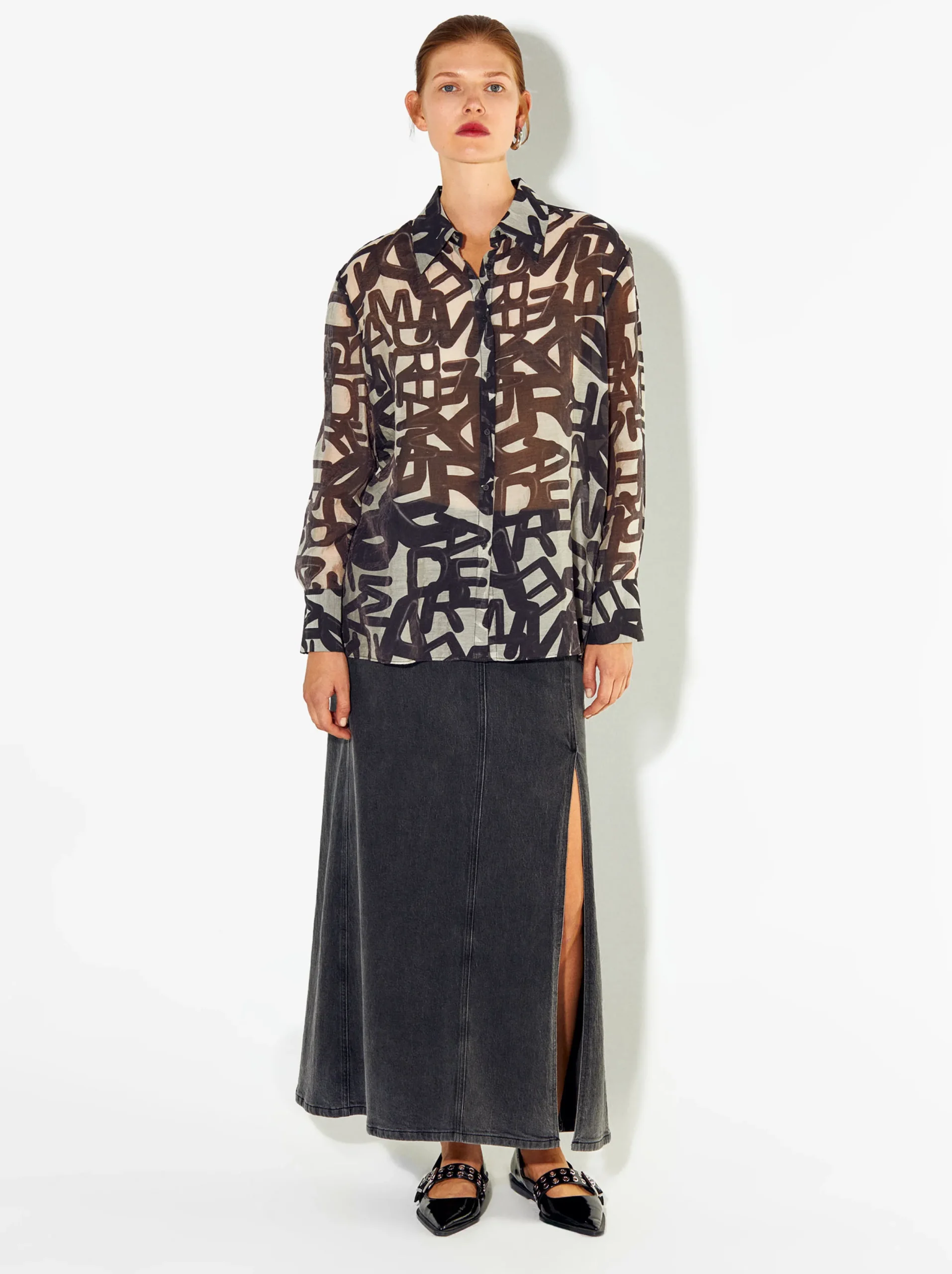 PARFOIS Camisa Lyocell Estampada Negro Shop