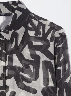 PARFOIS Camisa Lyocell Estampada Negro Shop