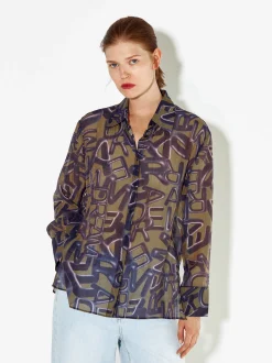 PARFOIS Camisa Lyocell Estampada Amarillo Fashion