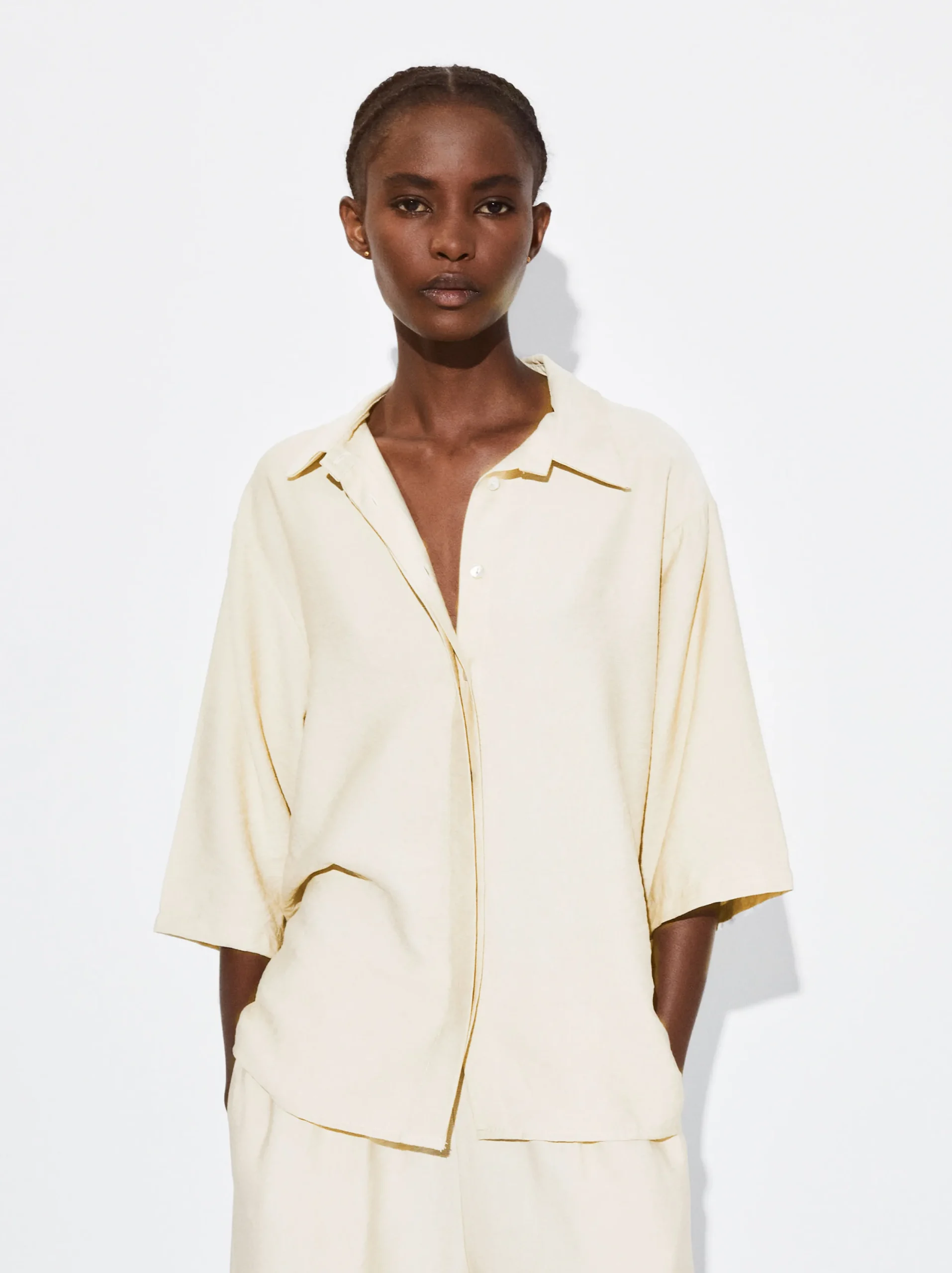 PARFOIS Camisa Manga Corta Beige Clearance