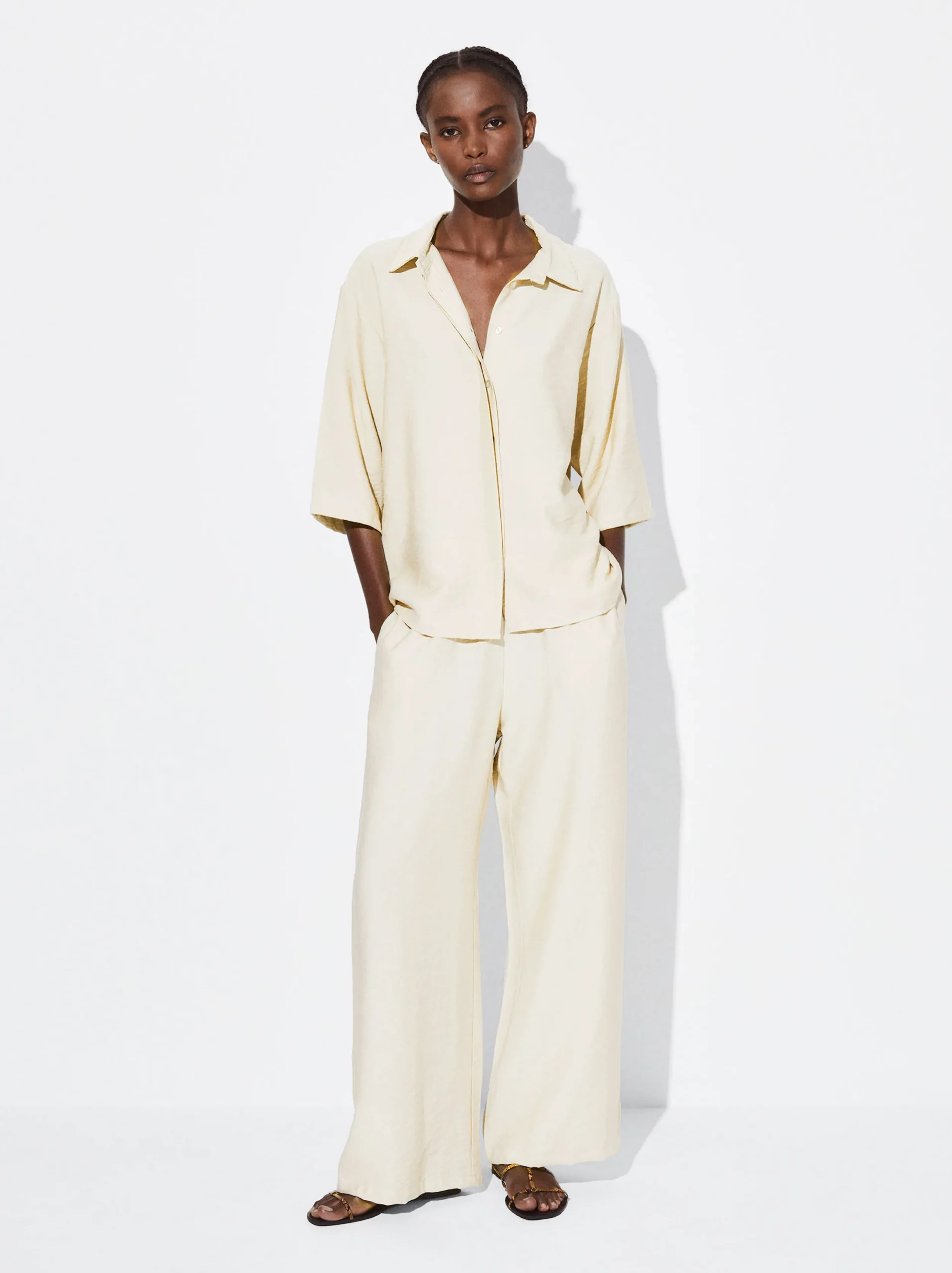 PARFOIS Camisa Manga Corta Beige Clearance