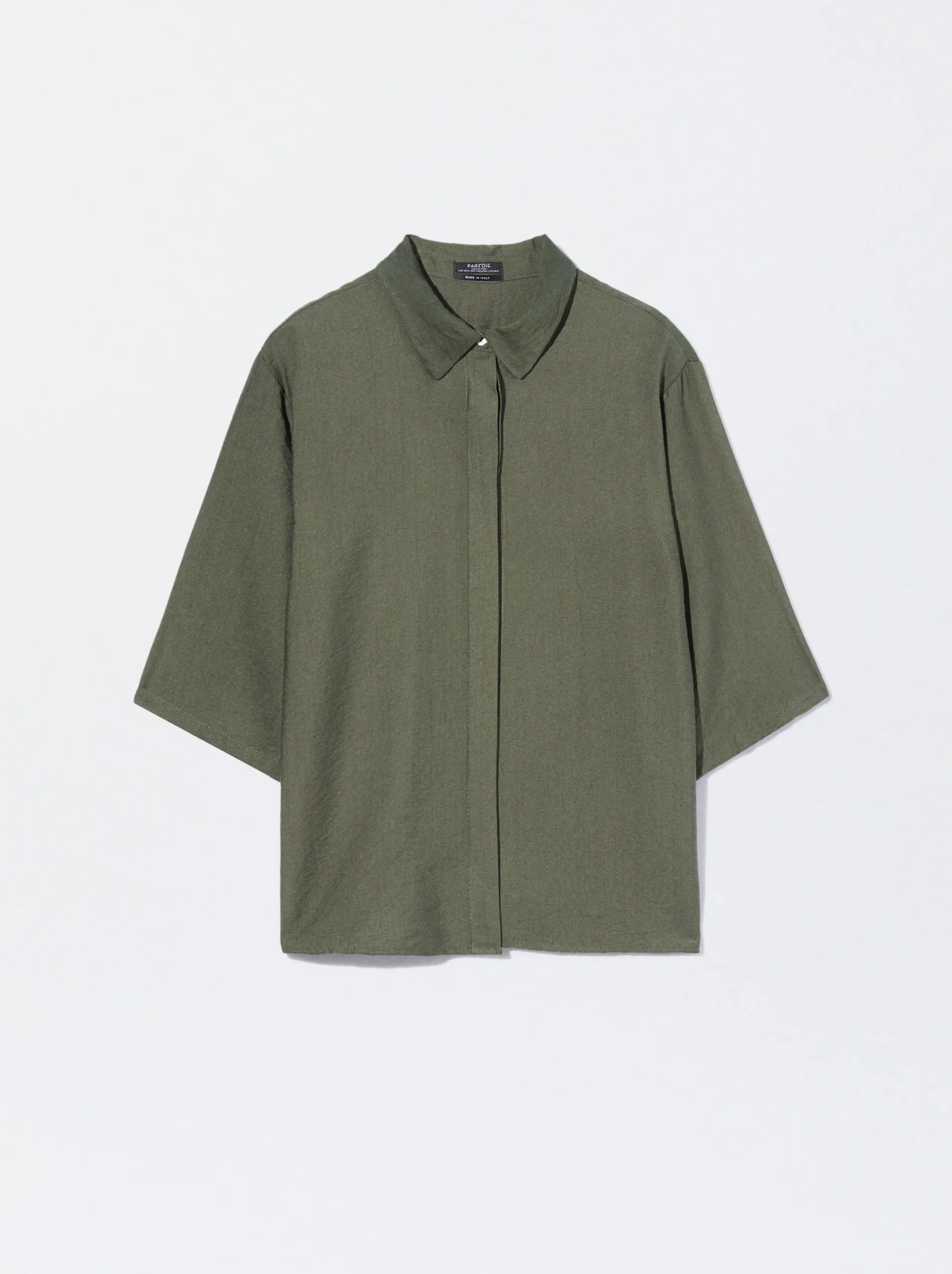 PARFOIS Camisa Manga Corta Caqui Flash Sale