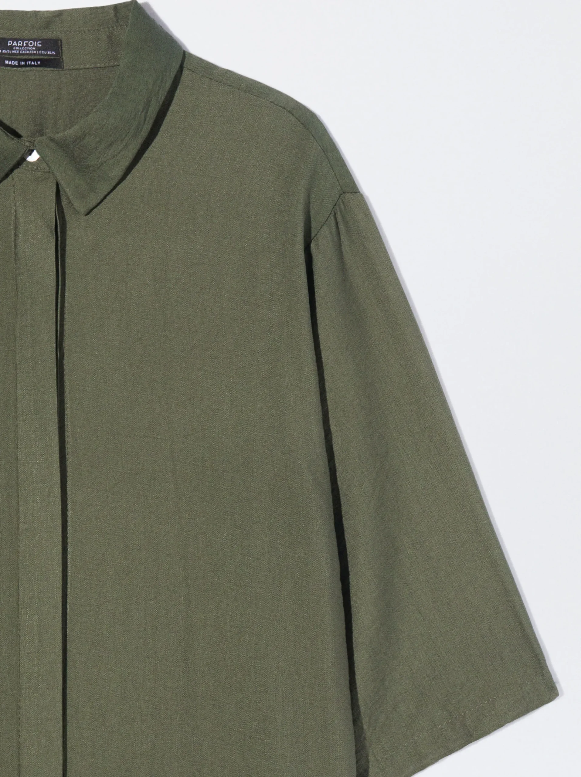 PARFOIS Camisa Manga Corta Caqui Flash Sale