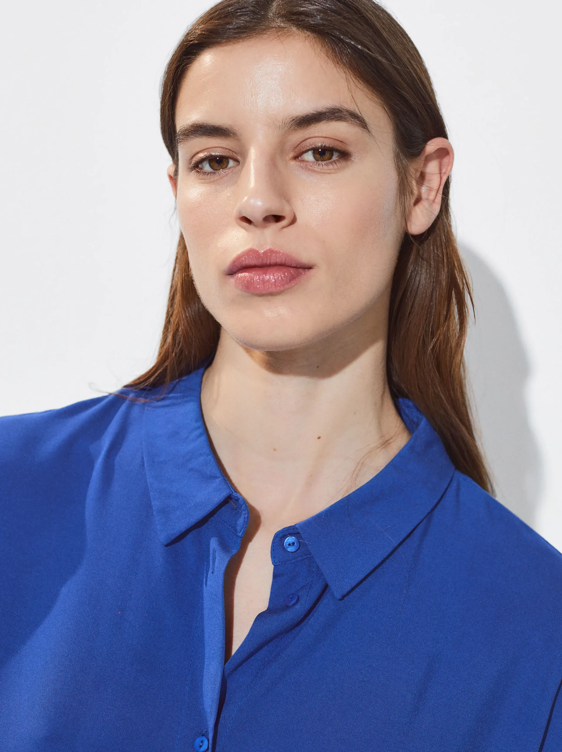 PARFOIS Camisa Manga Corta Con Botones Azul Sale