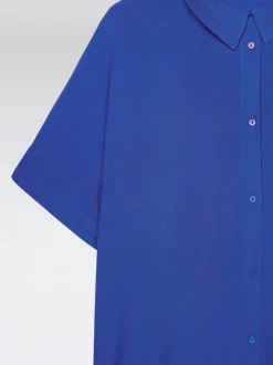 PARFOIS Camisa Manga Corta Con Botones Azul Sale