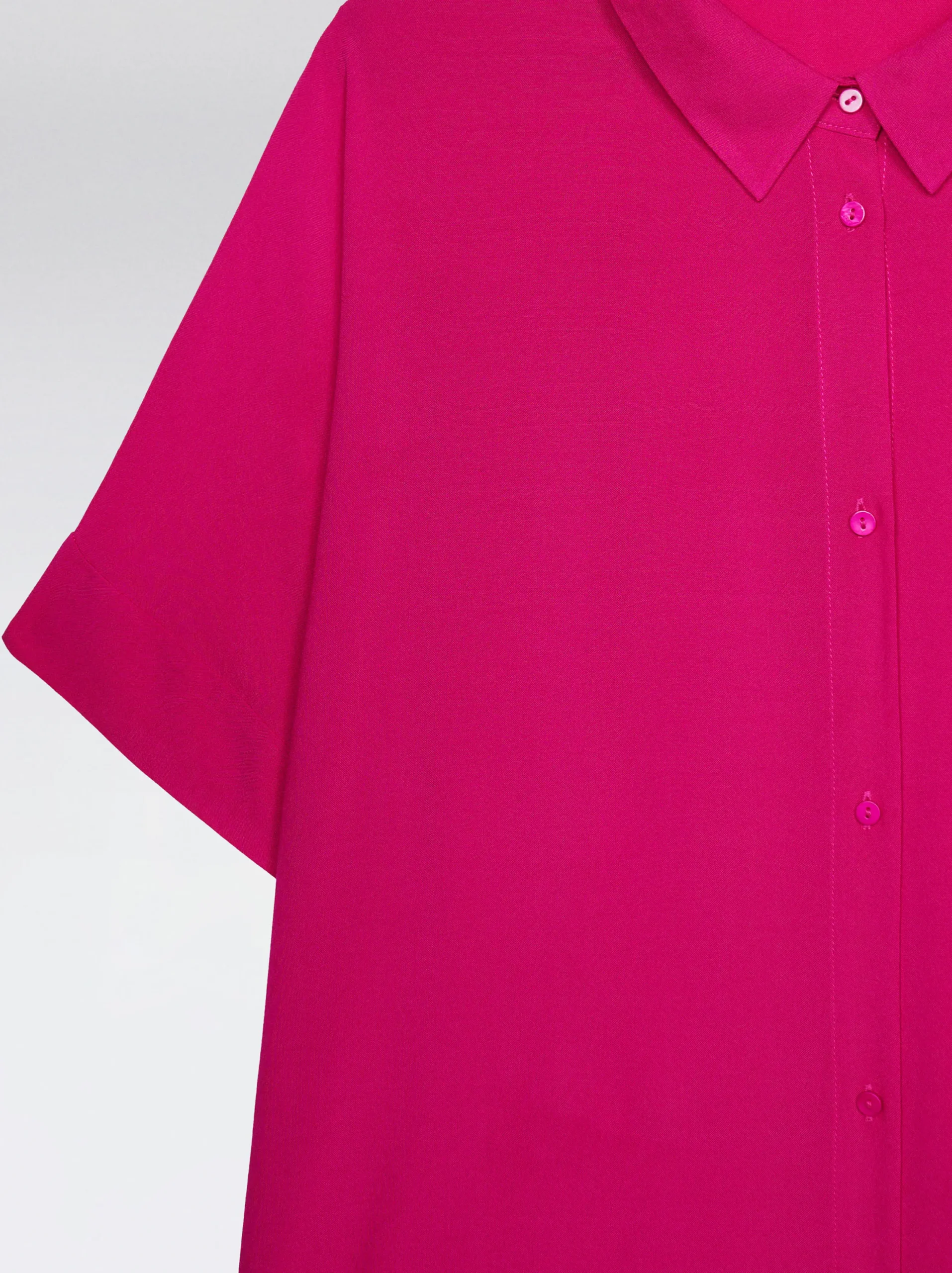 PARFOIS Camisa Manga Corta Con Botones Fucsia New