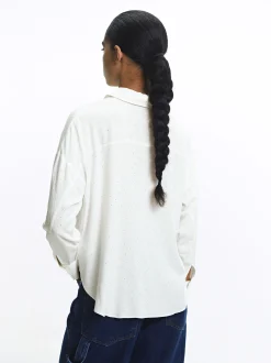 PARFOIS Camisa Manga Larga Com Strass Crudo New