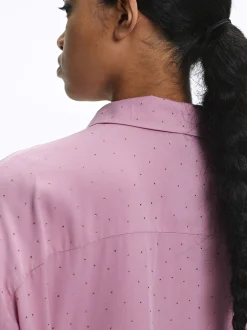 PARFOIS Camisa Manga Larga Com Strass Rosa Hot