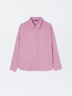 PARFOIS Camisa Manga Larga Com Strass Rosa Hot