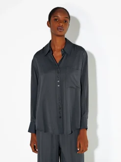 PARFOIS Camisa Manga Larga Con Bolsillo Azul Marino Hot