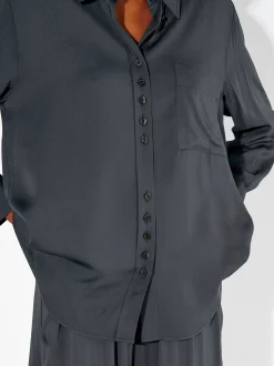 PARFOIS Camisa Manga Larga Con Bolsillo Azul Marino Hot