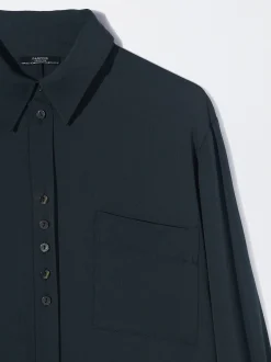 PARFOIS Camisa Manga Larga Con Bolsillo Azul Marino Hot