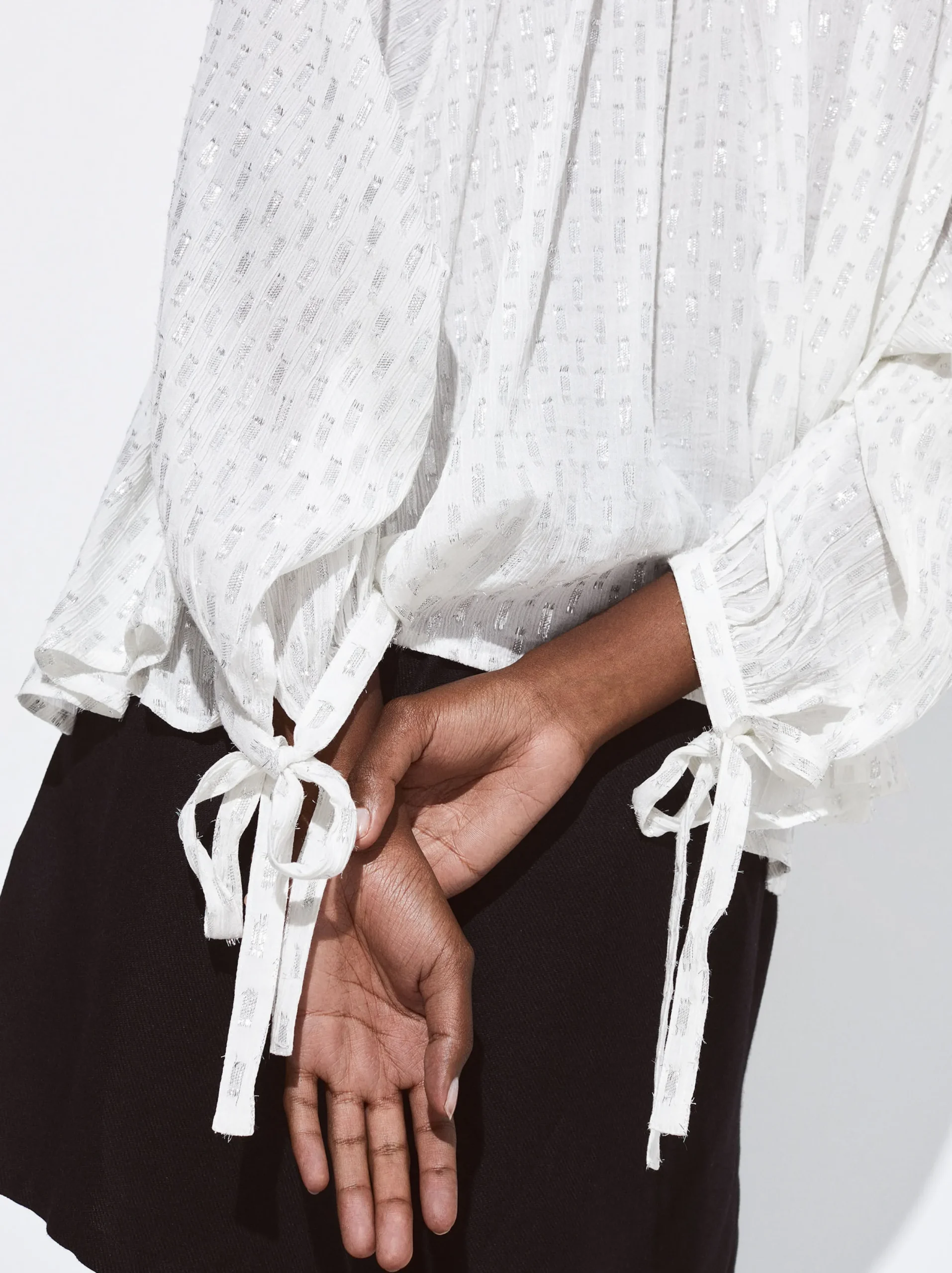 PARFOIS Camisa Modal Tejido Metalizado Plateado Fashion