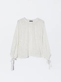 PARFOIS Camisa Modal Tejido Metalizado Plateado Fashion