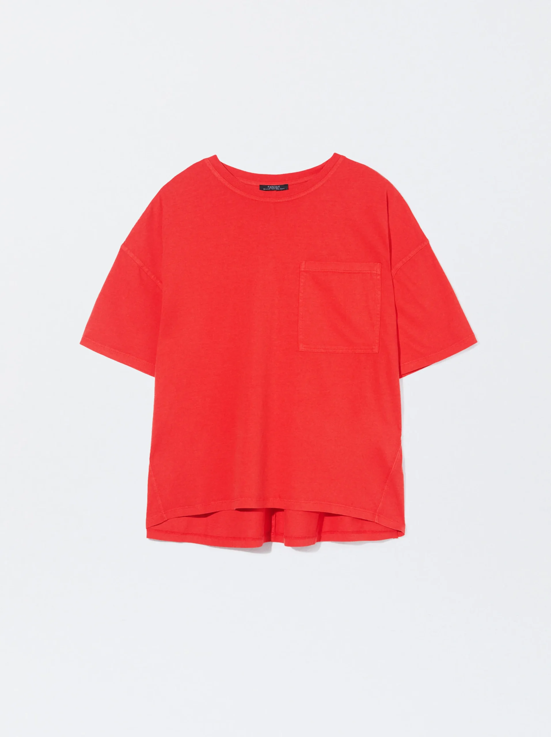 PARFOIS Camiseta Algodón Con Bolsillo Rojo Discount