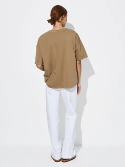 PARFOIS Camiseta Algodón Con Bolsillo Marrón Sale