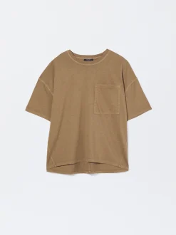 PARFOIS Camiseta Algodón Con Bolsillo Marrón Sale