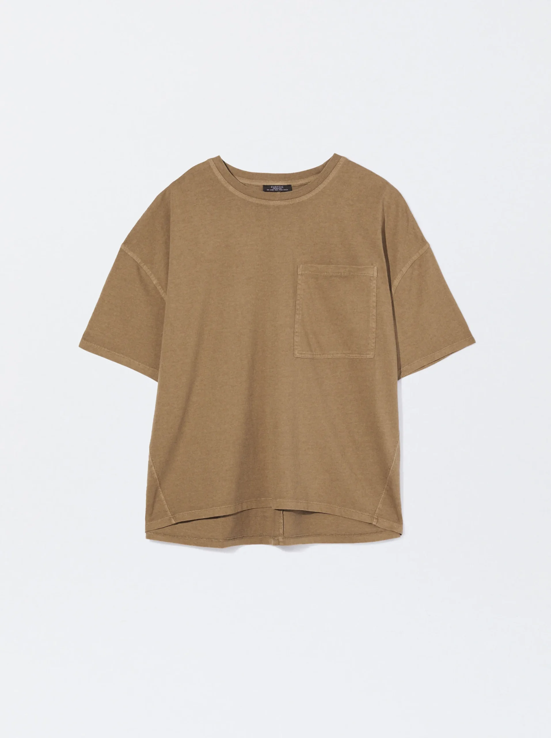 PARFOIS Camiseta Algodón Con Bolsillo Marrón Sale