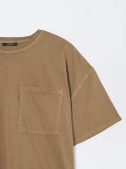 PARFOIS Camiseta Algodón Con Bolsillo Marrón Sale