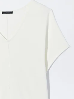 PARFOIS Camiseta Básica Cuello Pico Crudo Fashion