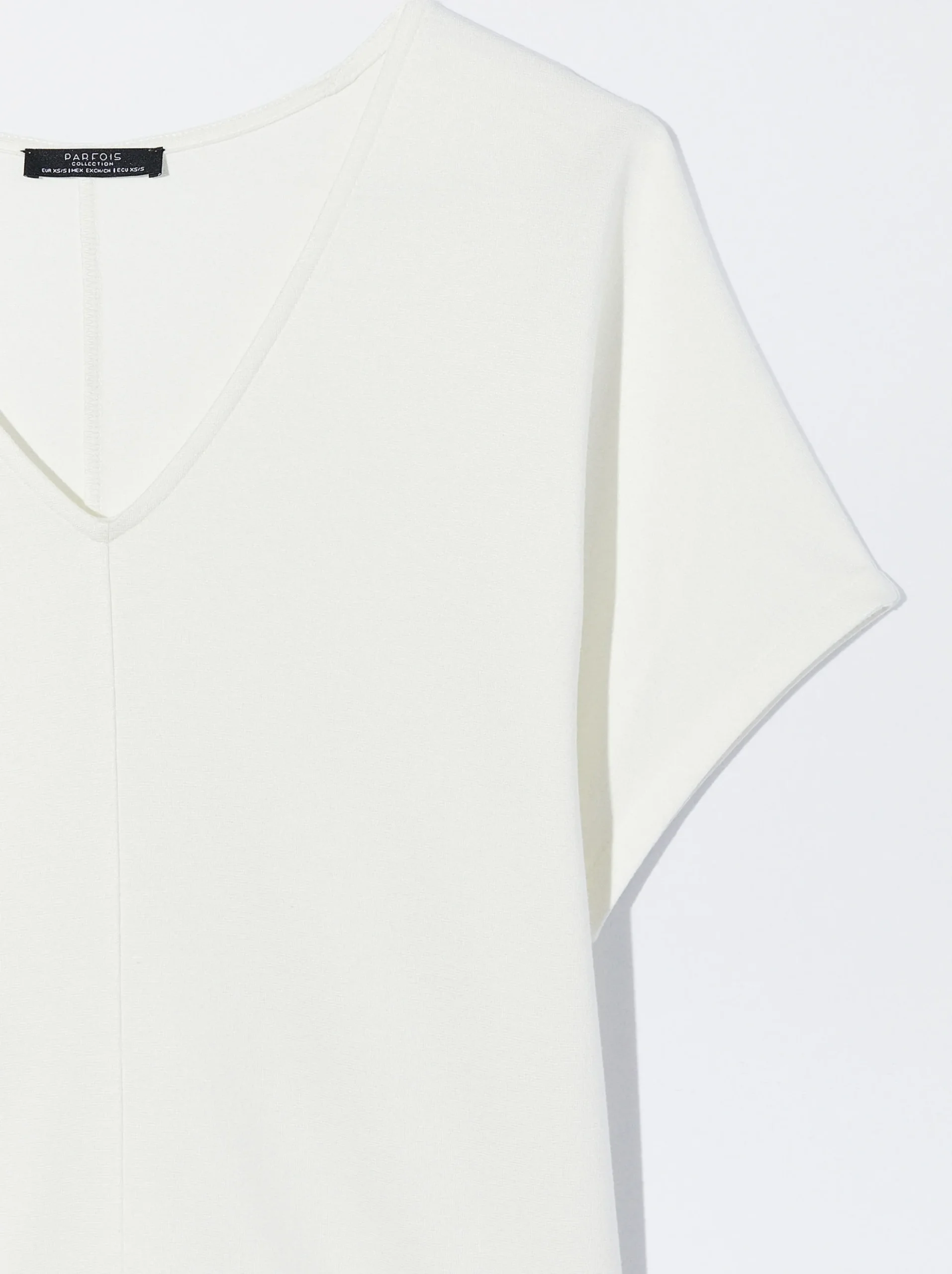 PARFOIS Camiseta Básica Cuello Pico Crudo Fashion