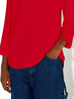 PARFOIS Camiseta Con Cuello Redondo Rojo Cheap
