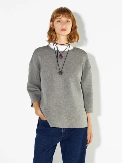 PARFOIS Camiseta Con Cuello Redondo Gris Sale