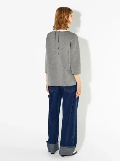 PARFOIS Camiseta Con Cuello Redondo Gris Sale