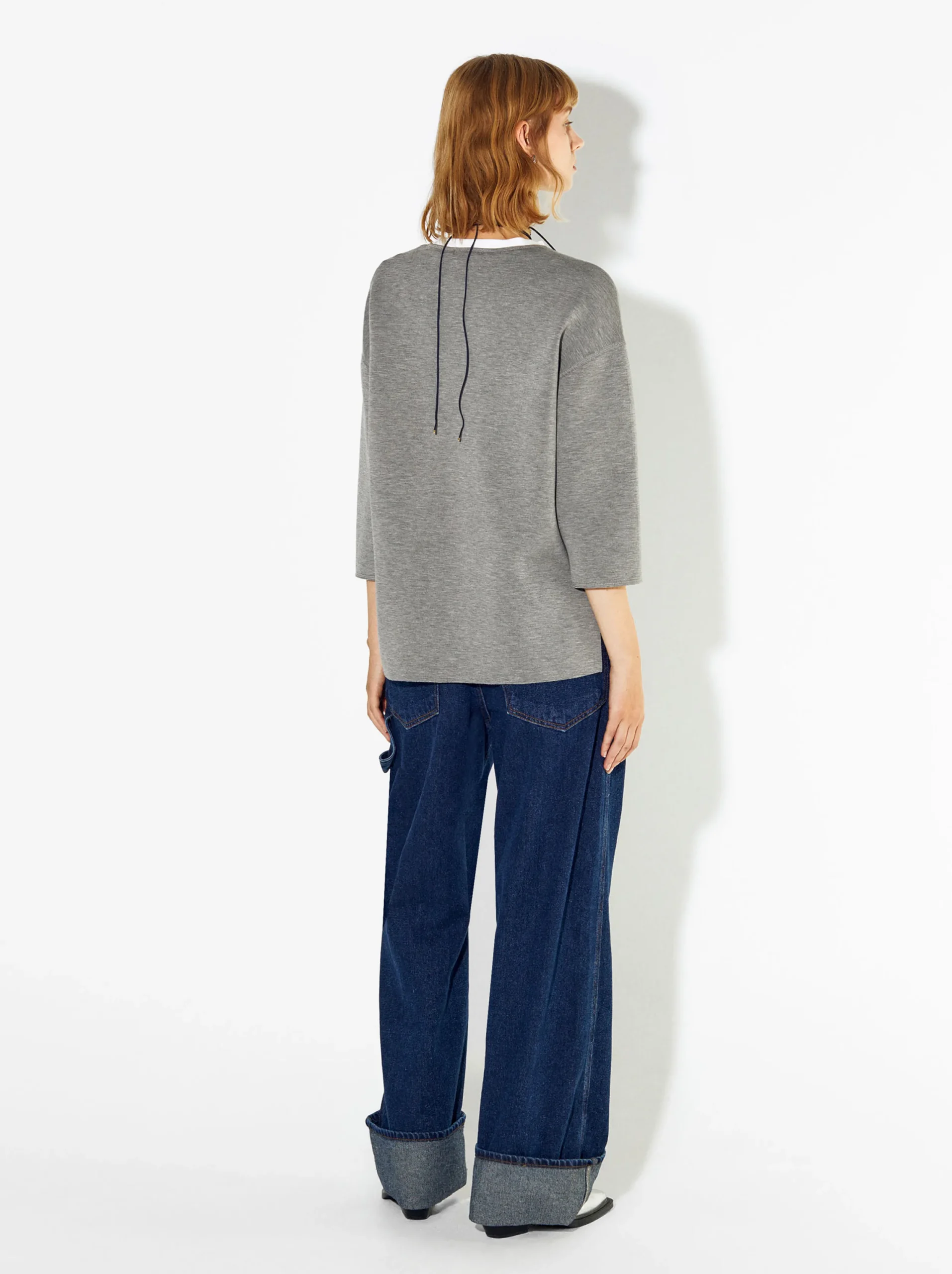 PARFOIS Camiseta Con Cuello Redondo Gris Sale