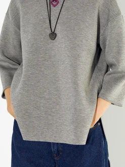 PARFOIS Camiseta Con Cuello Redondo Gris Sale