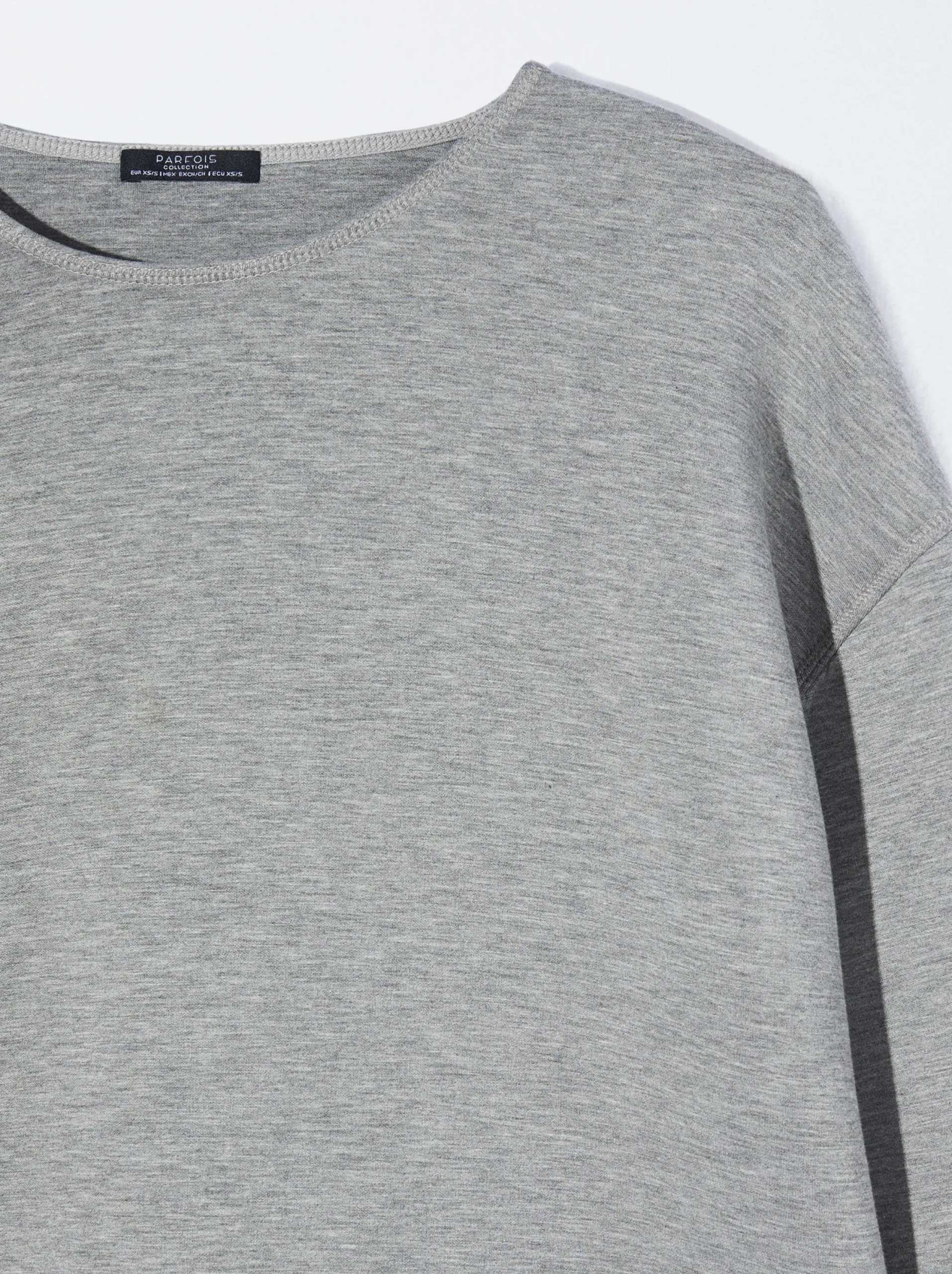 PARFOIS Camiseta Con Cuello Redondo Gris Sale