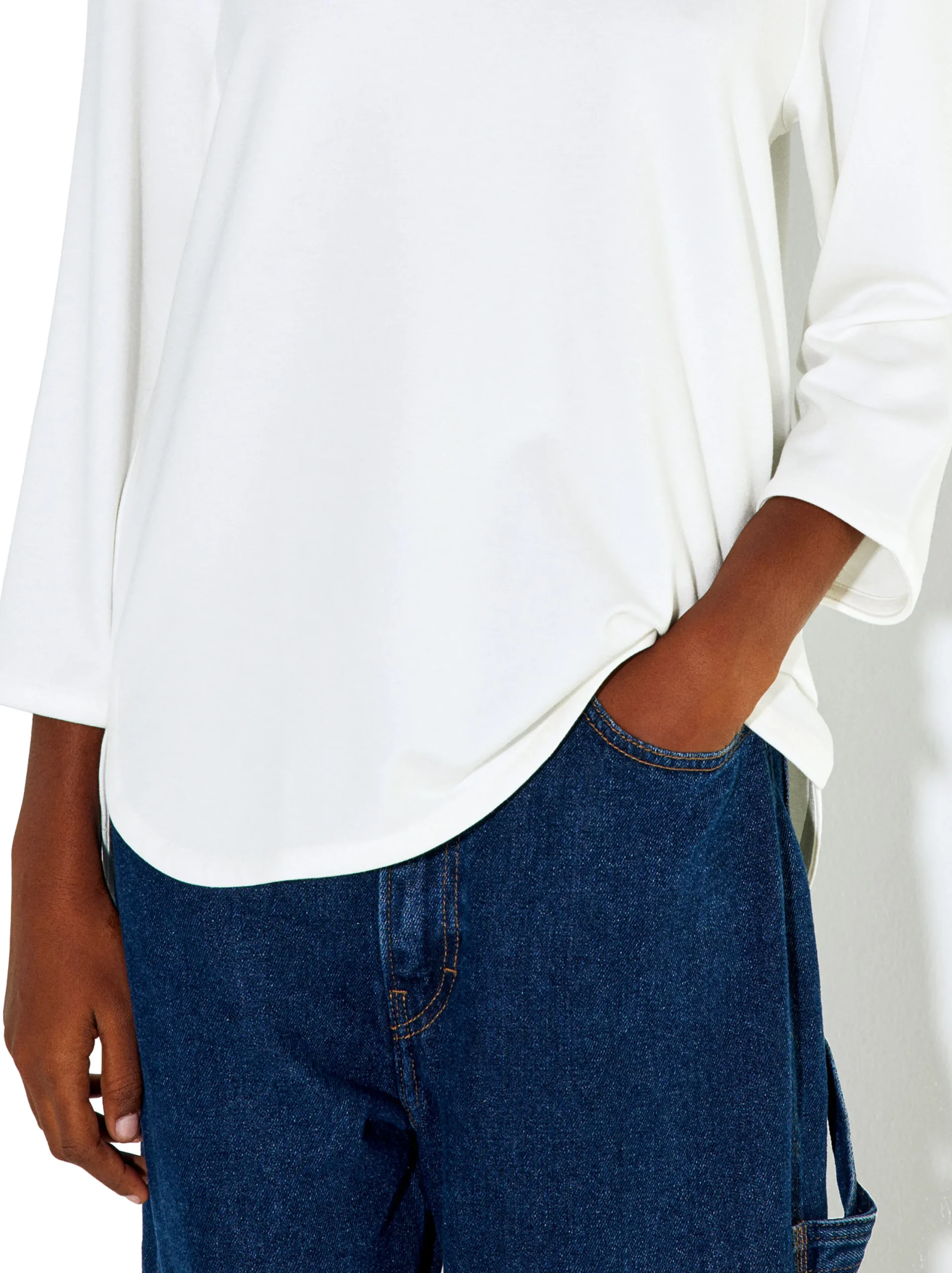 PARFOIS Camiseta Con Cuello Redondo Blanco Discount