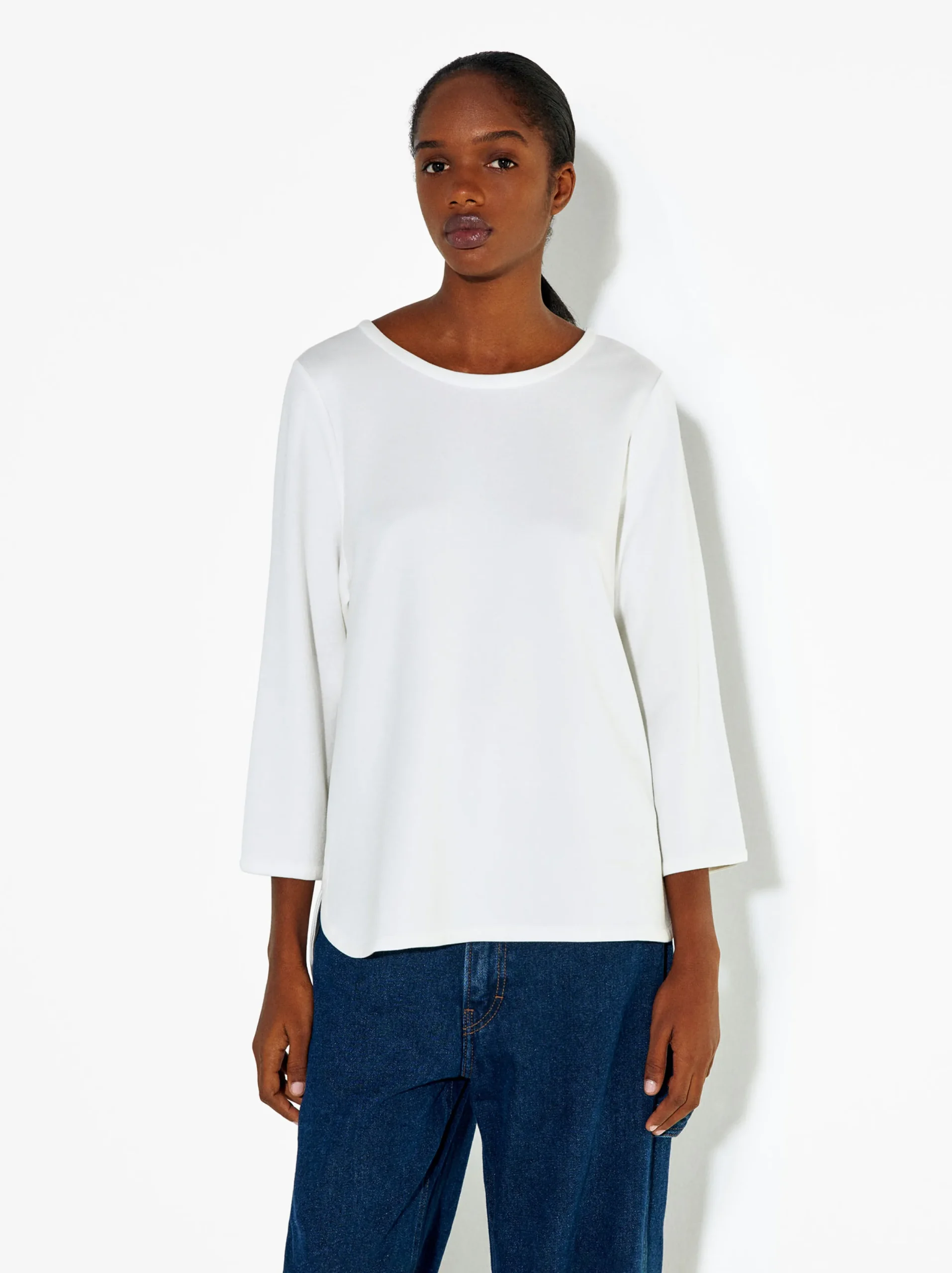PARFOIS Camiseta Con Cuello Redondo Blanco Discount