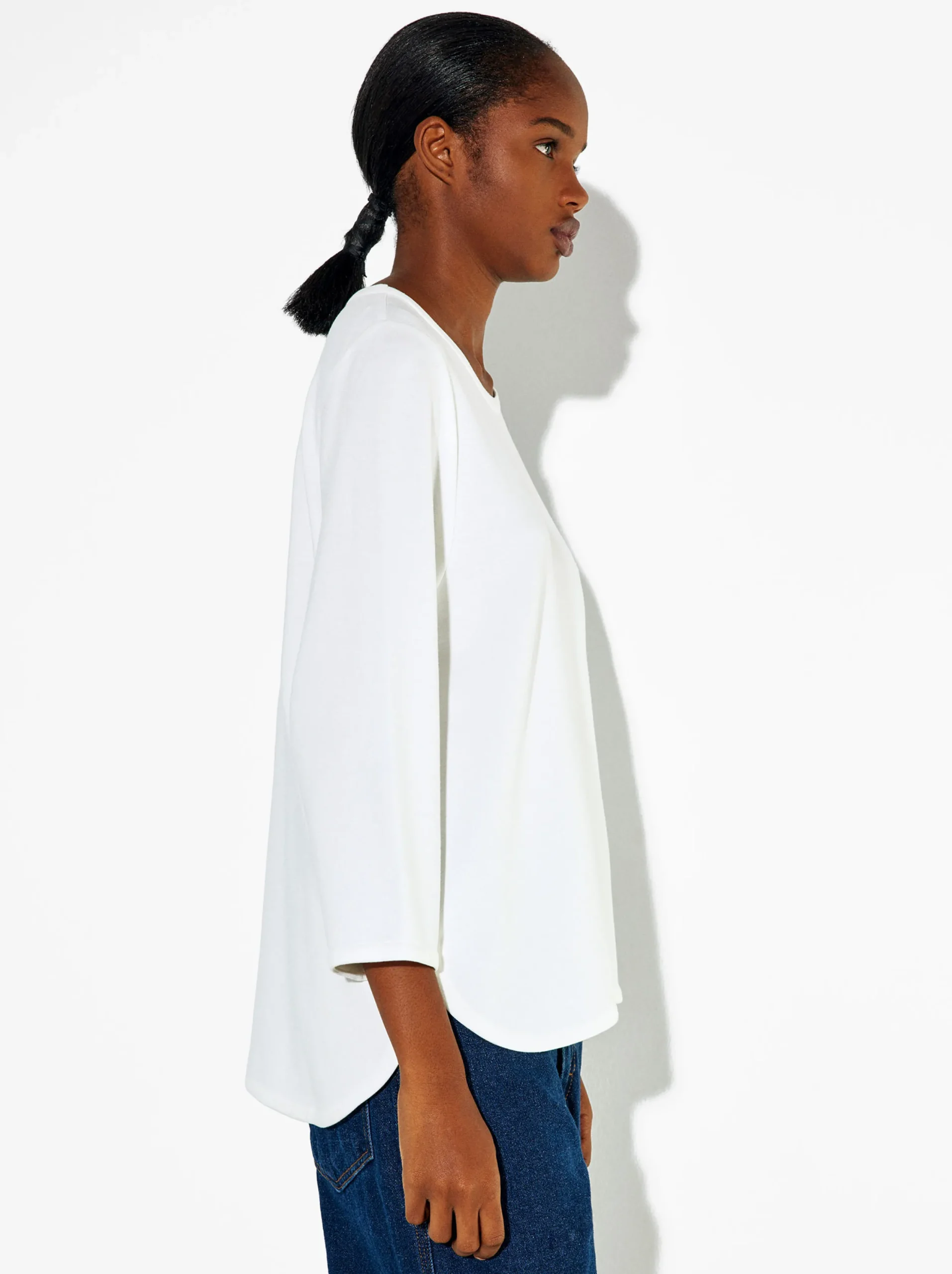 PARFOIS Camiseta Con Cuello Redondo Blanco Discount