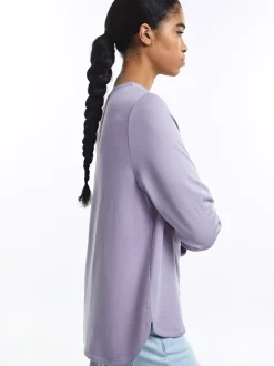 PARFOIS Camiseta Con Cuello Redondo Violeta New