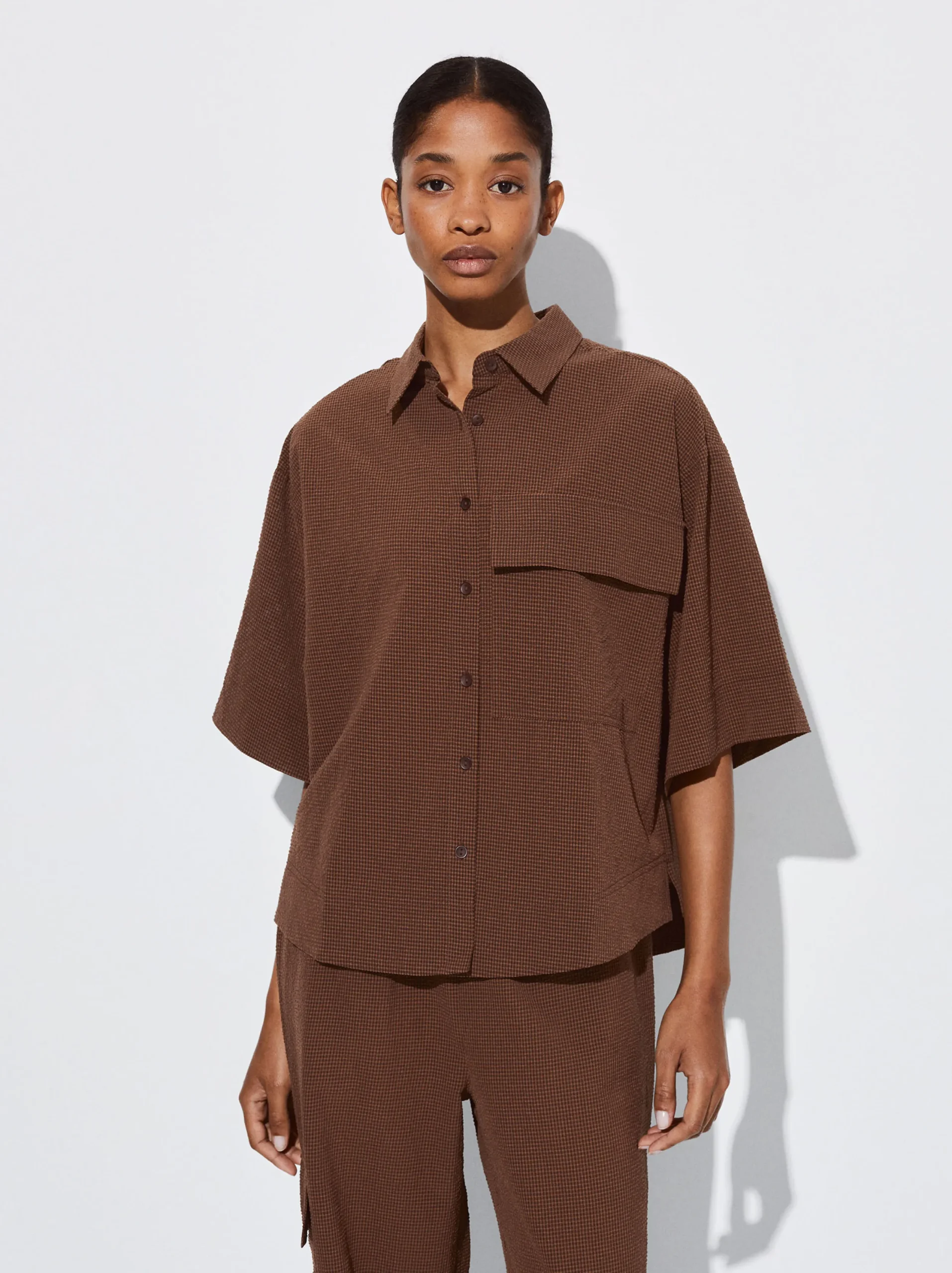 PARFOIS Camiseta De Punto Con Cuello En Solapa Marrón Cheap