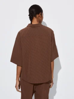 PARFOIS Camiseta De Punto Con Cuello En Solapa Marrón Cheap