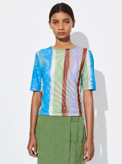 PARFOIS Camiseta Estampada Con Rayas Multicor Shop