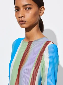 PARFOIS Camiseta Estampada Con Rayas Multicor Shop