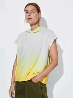 PARFOIS Camiseta Tie-Dye Con Capucha Amarillo Clearance