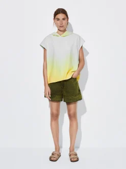 PARFOIS Camiseta Tie-Dye Con Capucha Amarillo Clearance