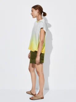 PARFOIS Camiseta Tie-Dye Con Capucha Amarillo Clearance