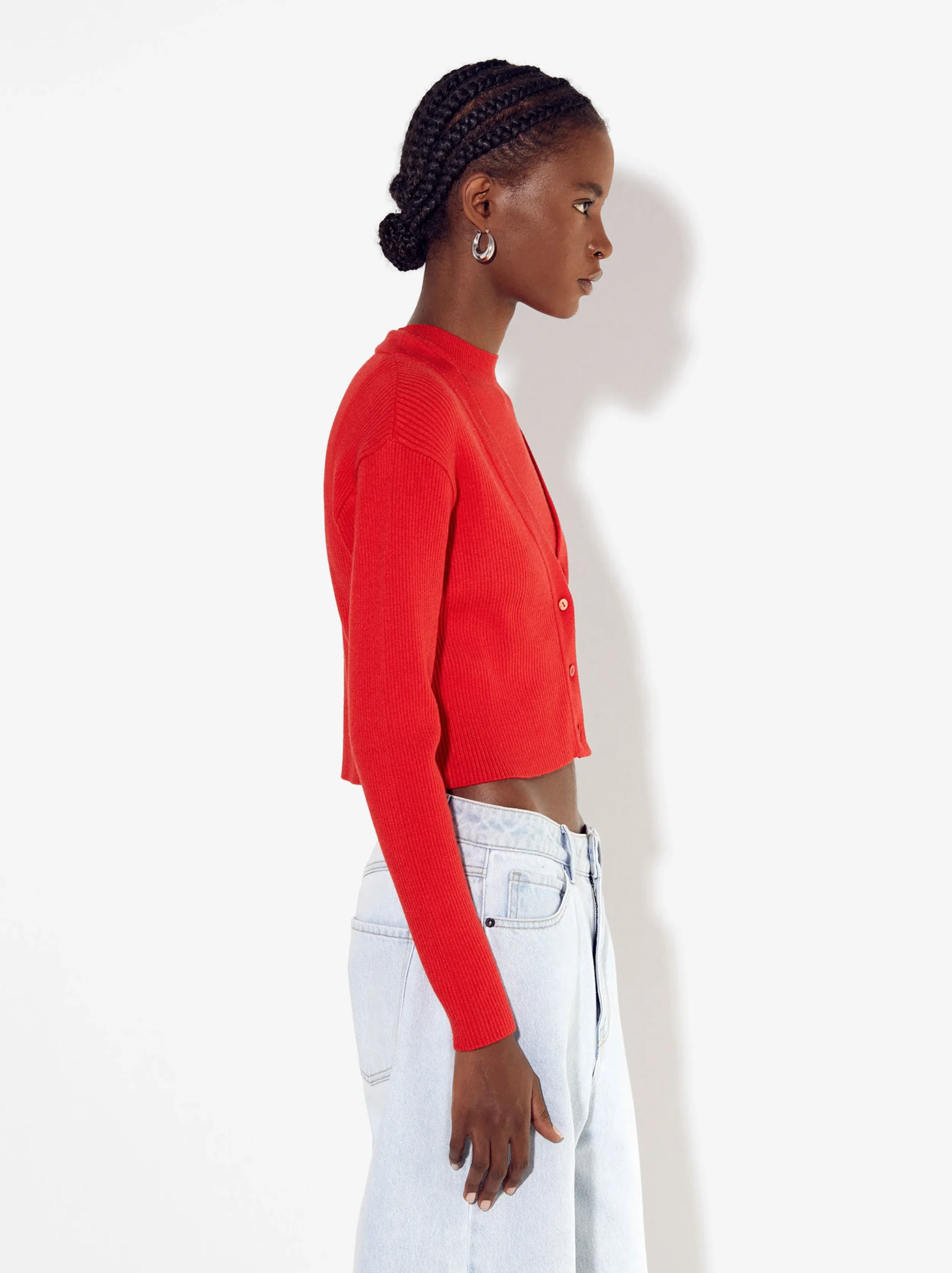 PARFOIS Cardigan De Punto Rojo Best