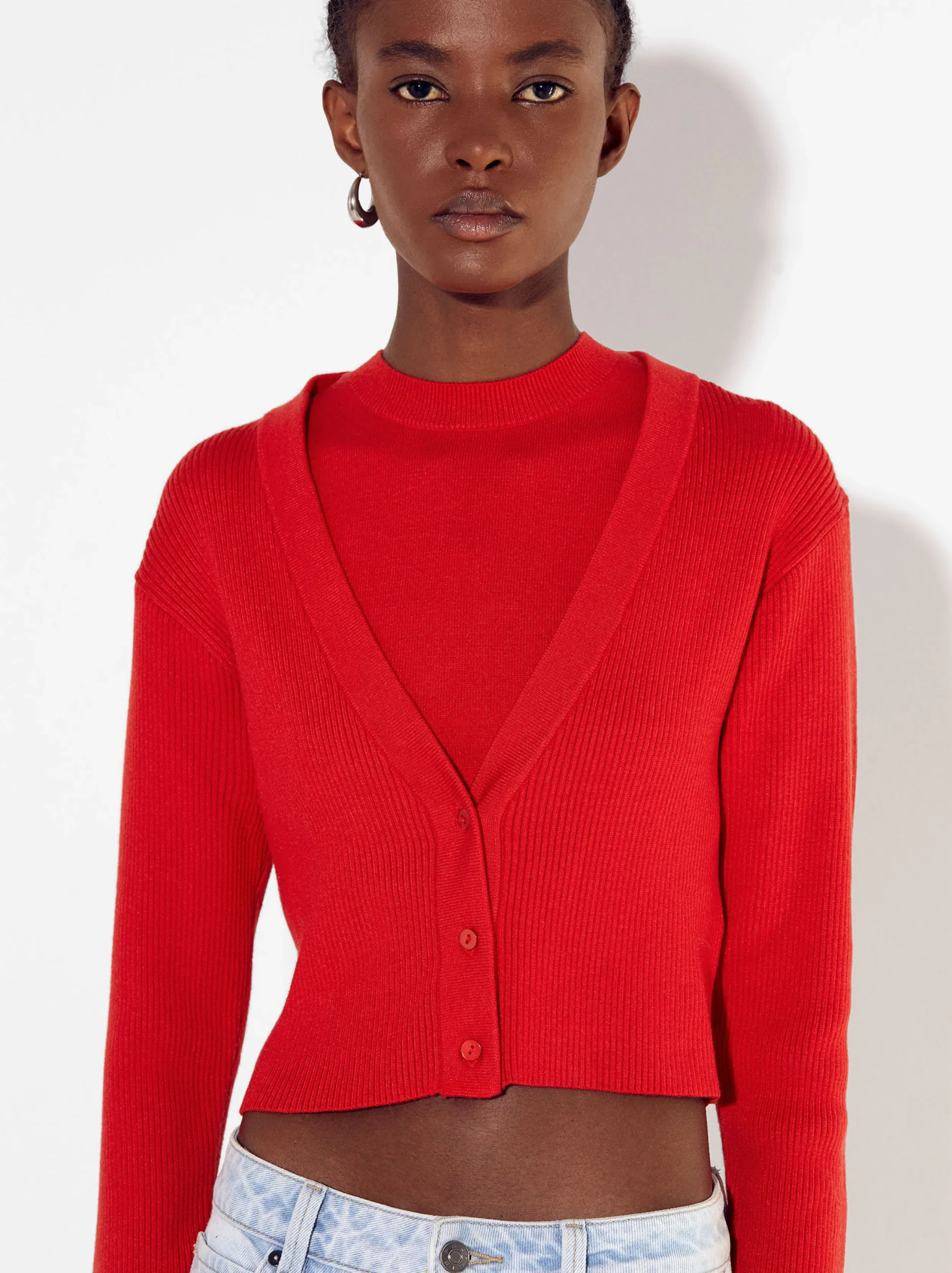 PARFOIS Cardigan De Punto Rojo Best
