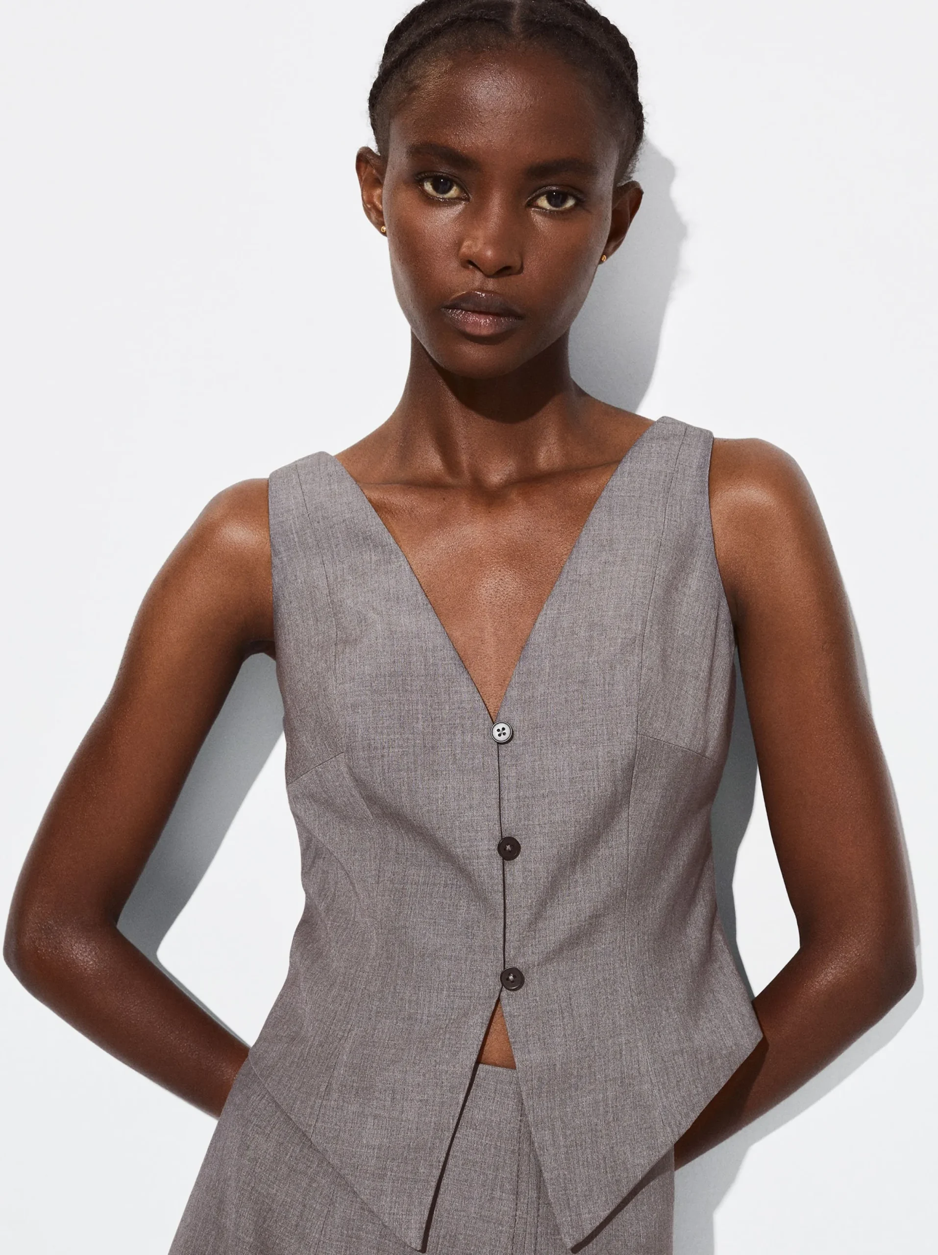 PARFOIS Chaleco Cuello De Pico Gris Discount