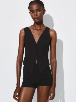 PARFOIS Chaleco Cuello De Pico Negro Outlet