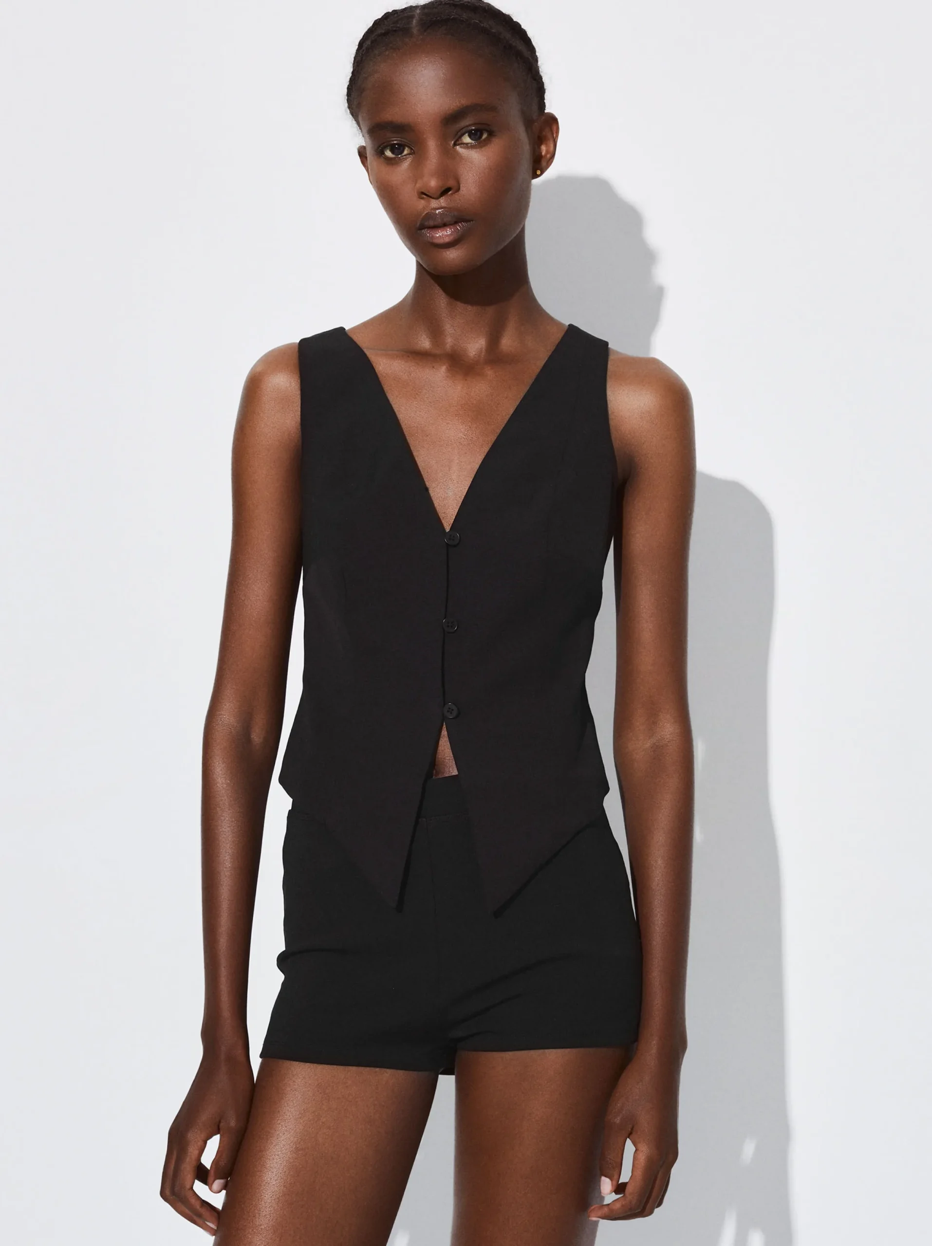 PARFOIS Chaleco Cuello De Pico Negro Outlet