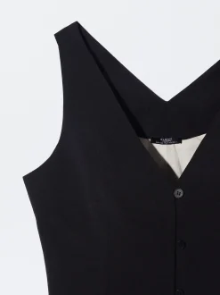 PARFOIS Chaleco Cuello De Pico Negro Outlet