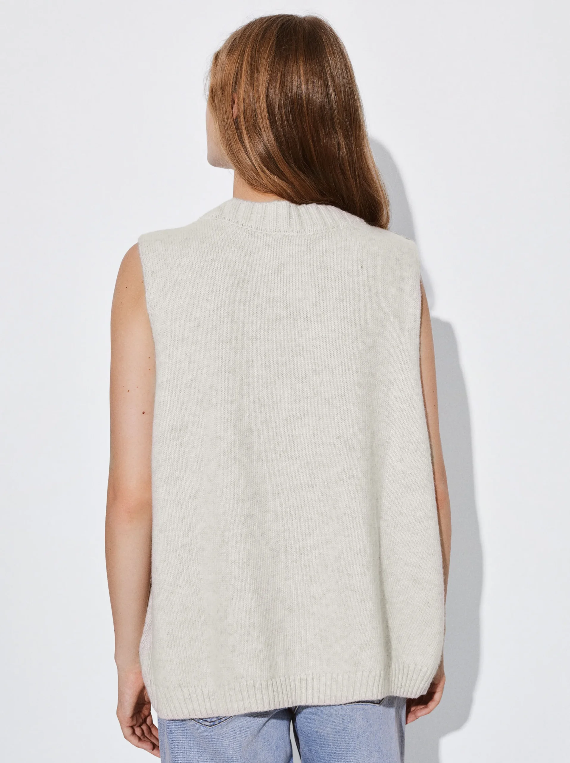 PARFOIS Chaleco De Punto Con Cuello De Pico Beige Clearance